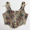 Vintage Floral Print Lace Up Corset Top - Modakawa Modakawa