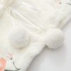 Sweet Flower Embroidery Short Jacket Fuzzy Ball - Modakawa Modakawa