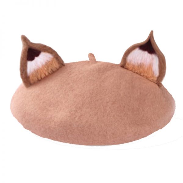 Light Brown Little Fox Beret Hat - Modakawa Modakawa