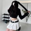 Kawaii Long Bunny Ears Pure Color Zipper Hooded Sweatshirt - Modakawa modakawa